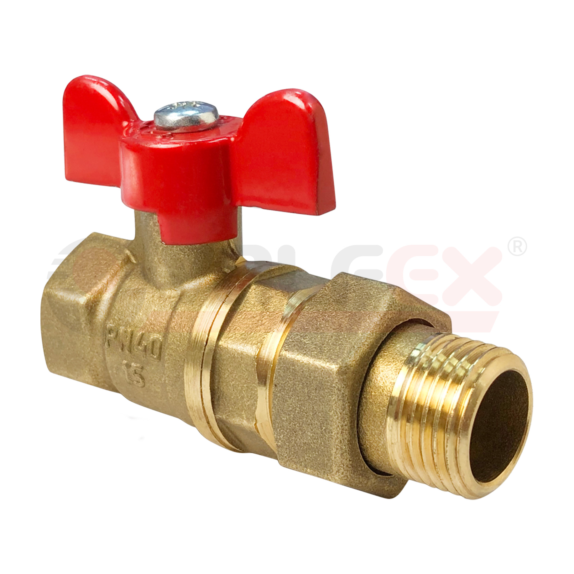 Кран шаровый латунныйVALFEX STANDART 11б27п1 вода НР/ВР Ду 20 (3/4") Ру 40 бабочка американка