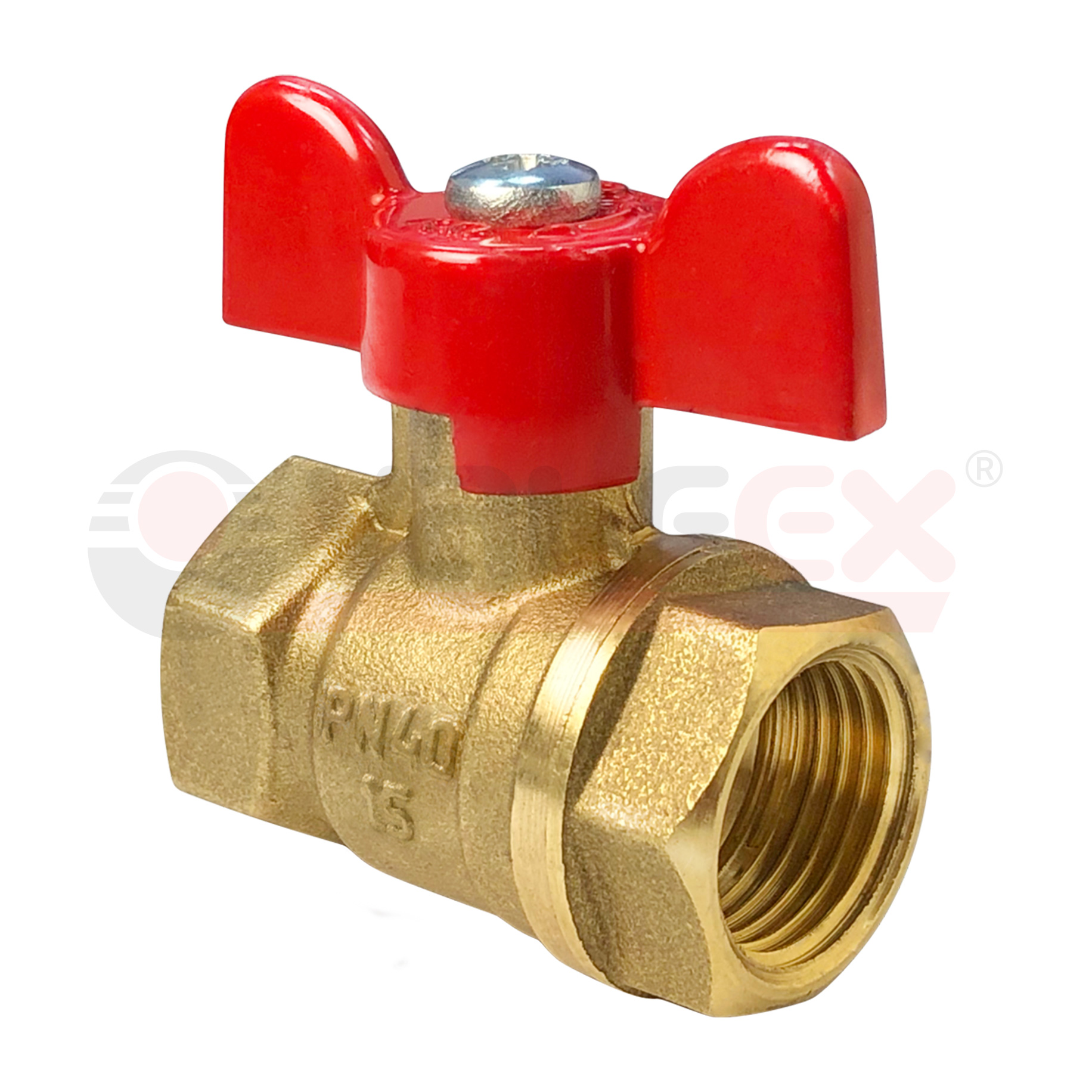 Кран шаровый латунныйVALFEX STANDART 11б27п1 вода ВР/ВР Ду 15 (1/2") Ру 40 бабочка 